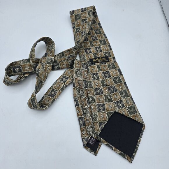 Carlo Ricci Tie 100% Silk Mens NeckTie Tan,Bronze, Brown, Vintage, 57 X 4 Inches - Picture 3 of 6